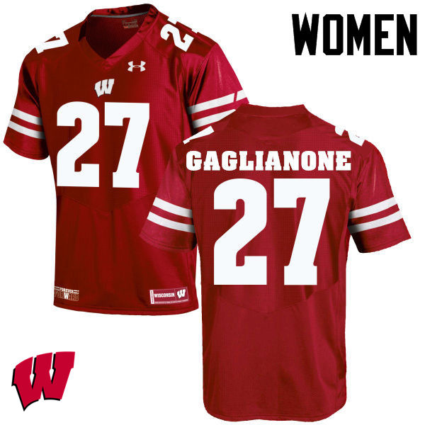 Women Wisconsin Badgers #27 Rafael Gaglianone College Football Jerseys-Red